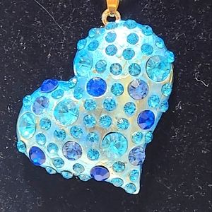 NWT Betsey Johnson necklace Blue Heart with crystals
